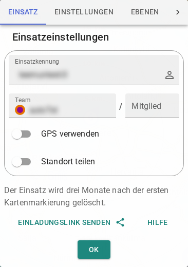 Einsatzeinstellungen