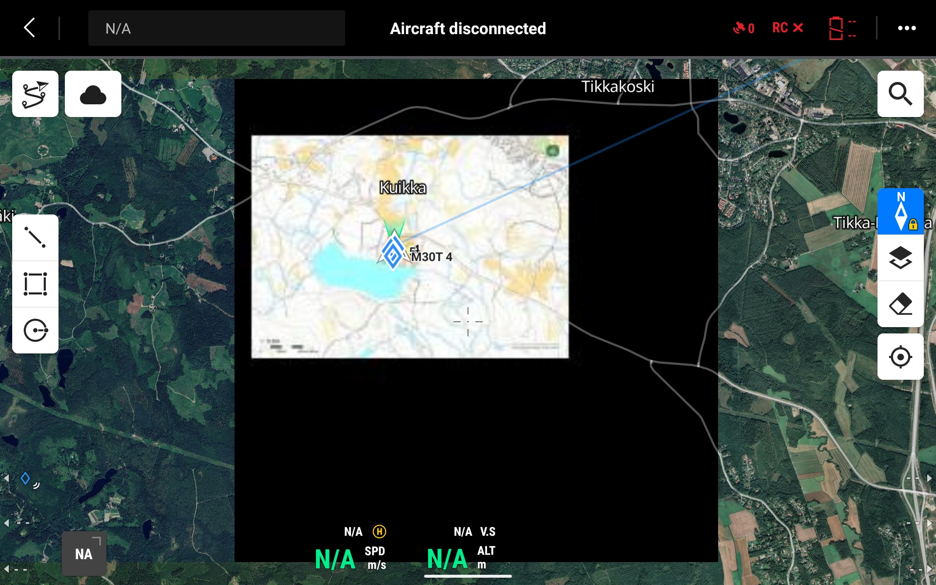 Karttahimmelin kartta drone-suunnitteluohjelmistossa
