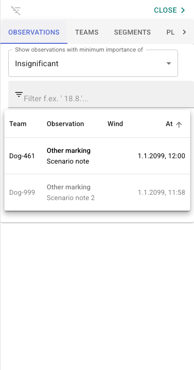 Observation diary