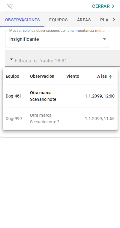 Registro de observaciones