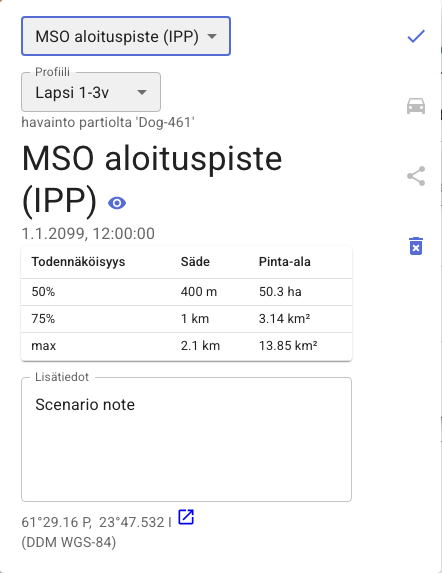 MSO-profiili havaintopopupissa