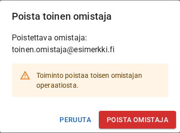 Toisen omistajan poistaminen
