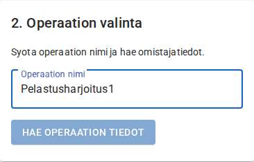 Operaation valinta